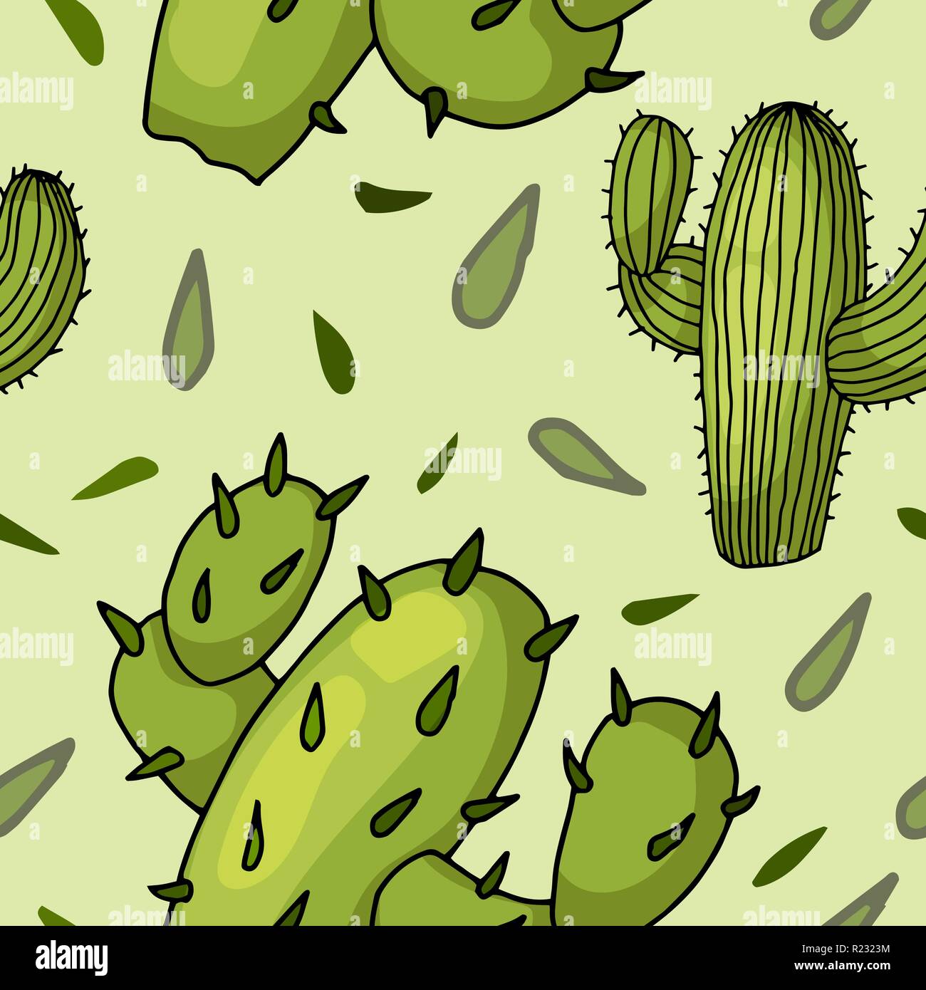 Vector seamless pattern with cactuses. Trendy tropical design for baby ...