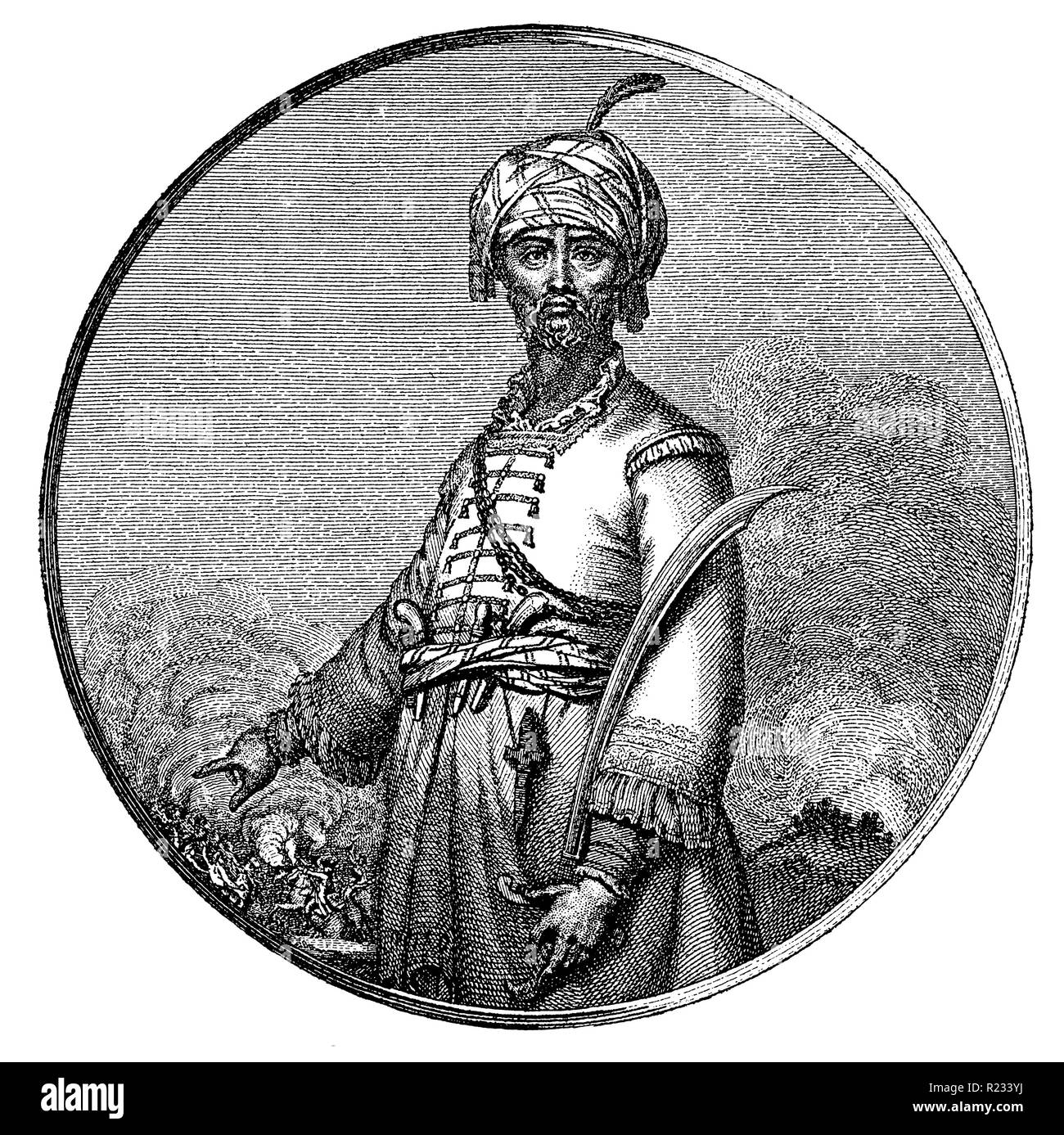 Haidar Ali or Hyder Ali <1722-1782> South Indian commander and eminent opponent of the British East India Company, Year, Le Beau  1899 Stock Photo