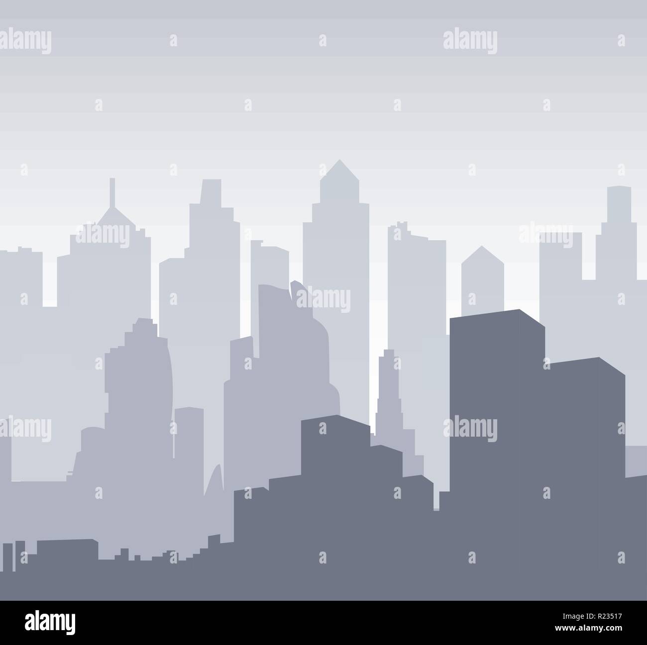 Multilayer Silhouette of a night city. Background for banner big city