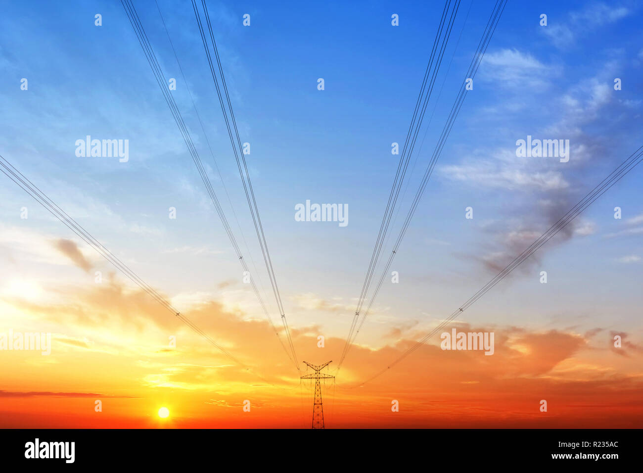high voltage post.High-voltage tower sky background Stock Photo - Alamy