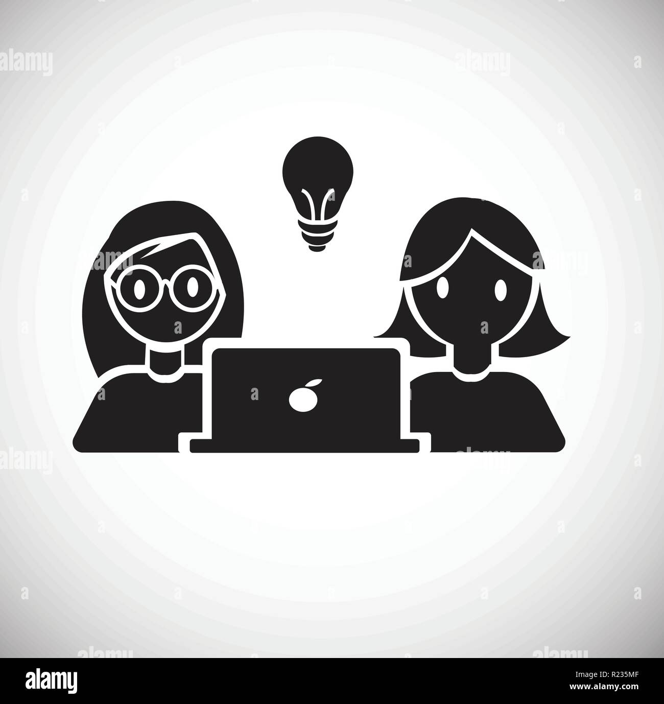 Coworking behind computer idea on white background icon Stock Vector ...