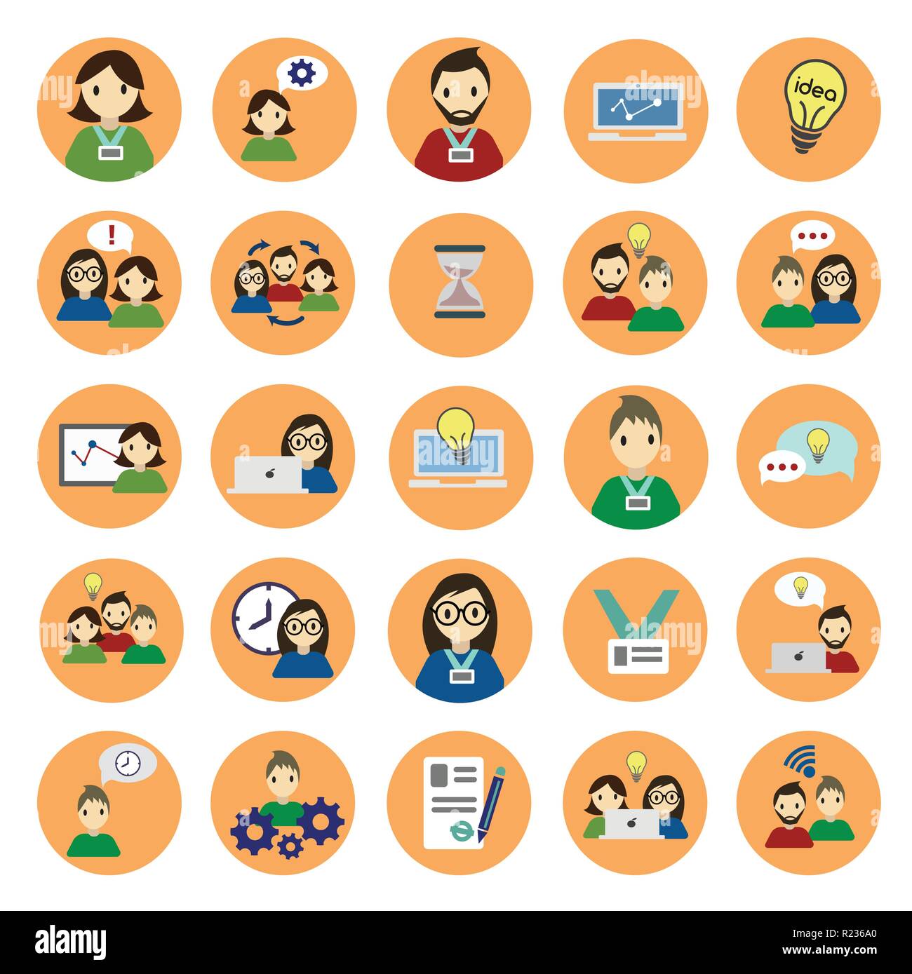 Coworking flat color set on white background Stock Vector Image & Art ...