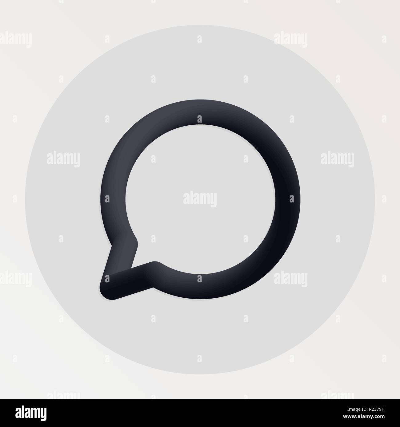 Comment blended bold black line icon. Vector illustration of speech bubble shape fluid pictogram in a circle over white background for your design Stock Vector