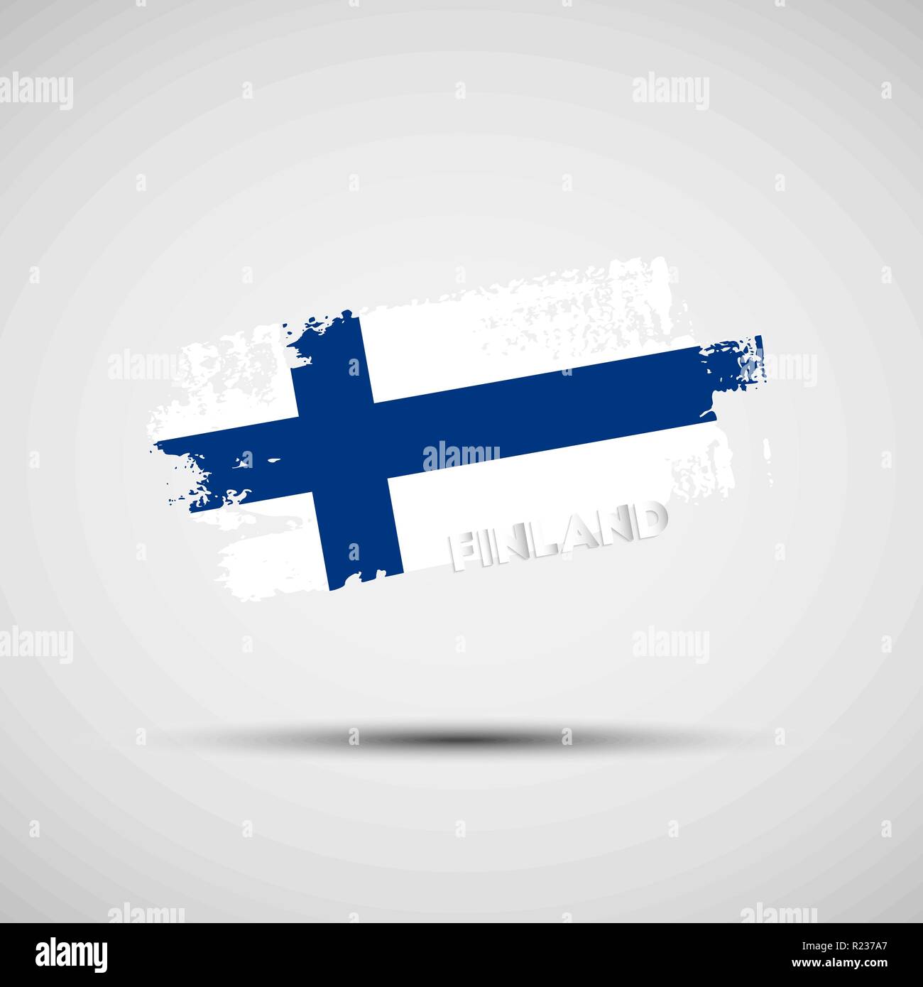Flag of Finland. Vector illustration of grunge brush stroke with Finnish national flag colors for your graphic and web design Stock Vector