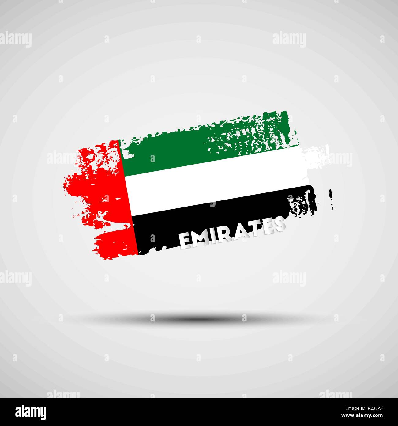 Flag of United Arab Emirates. Vector illustration of grunge brush stroke with UAE national flag colors for your graphic and web design Stock Vector