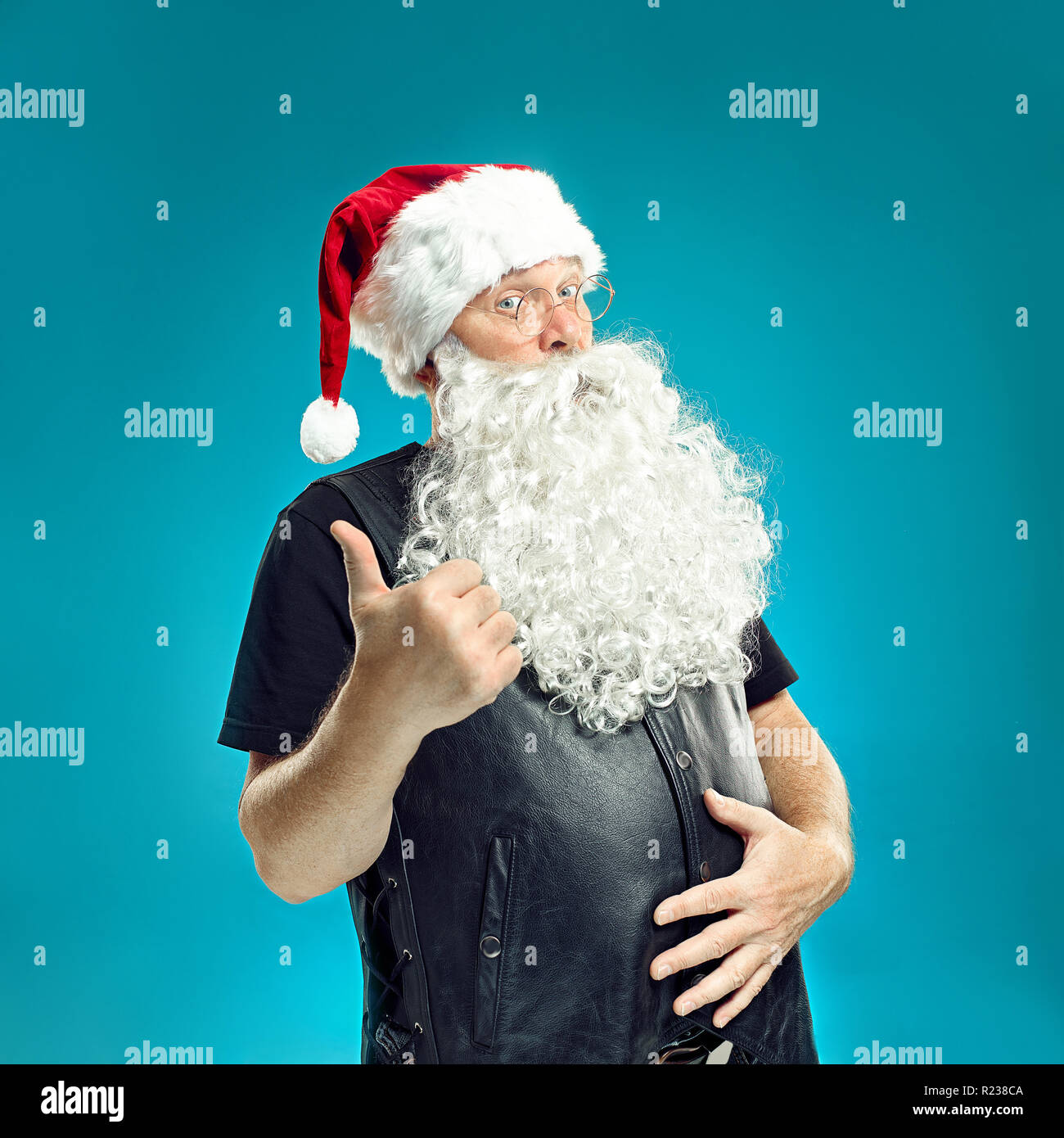 Portrait of Man in Santa Claus Costume - with a Luxurious White Beard ...