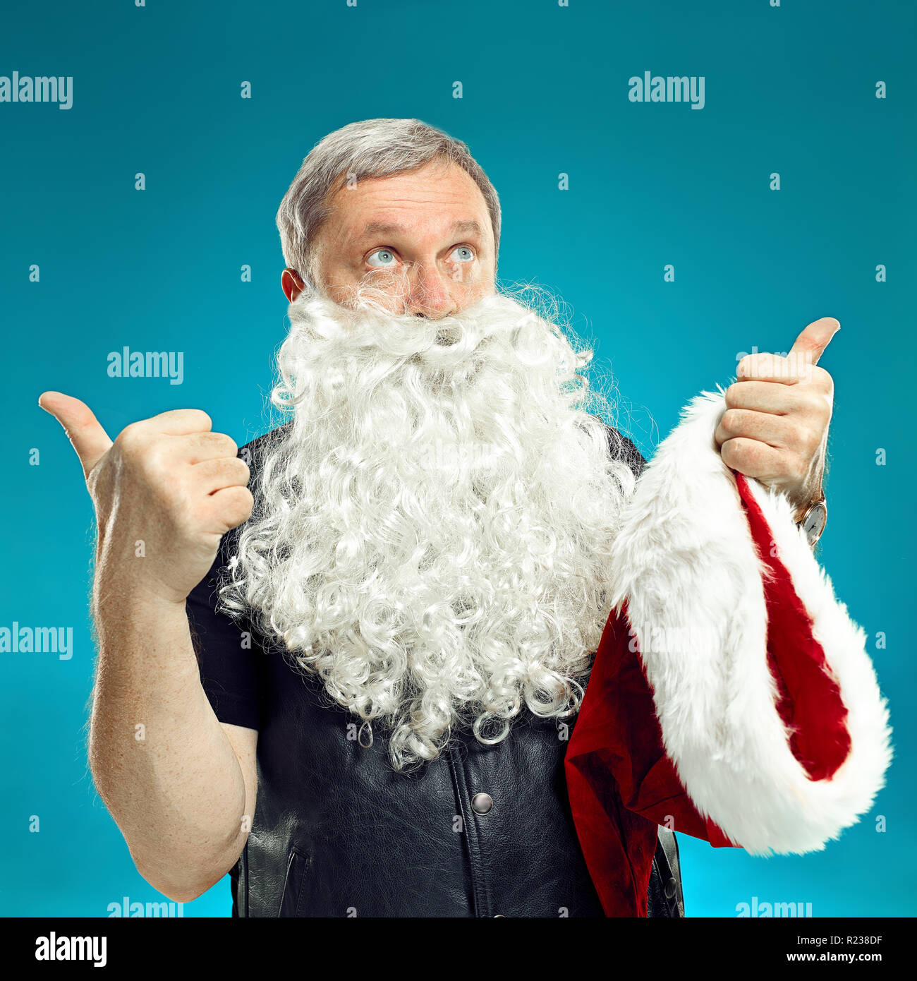 Portrait of Man in Santa Claus Costume - with a Luxurious White Beard ...
