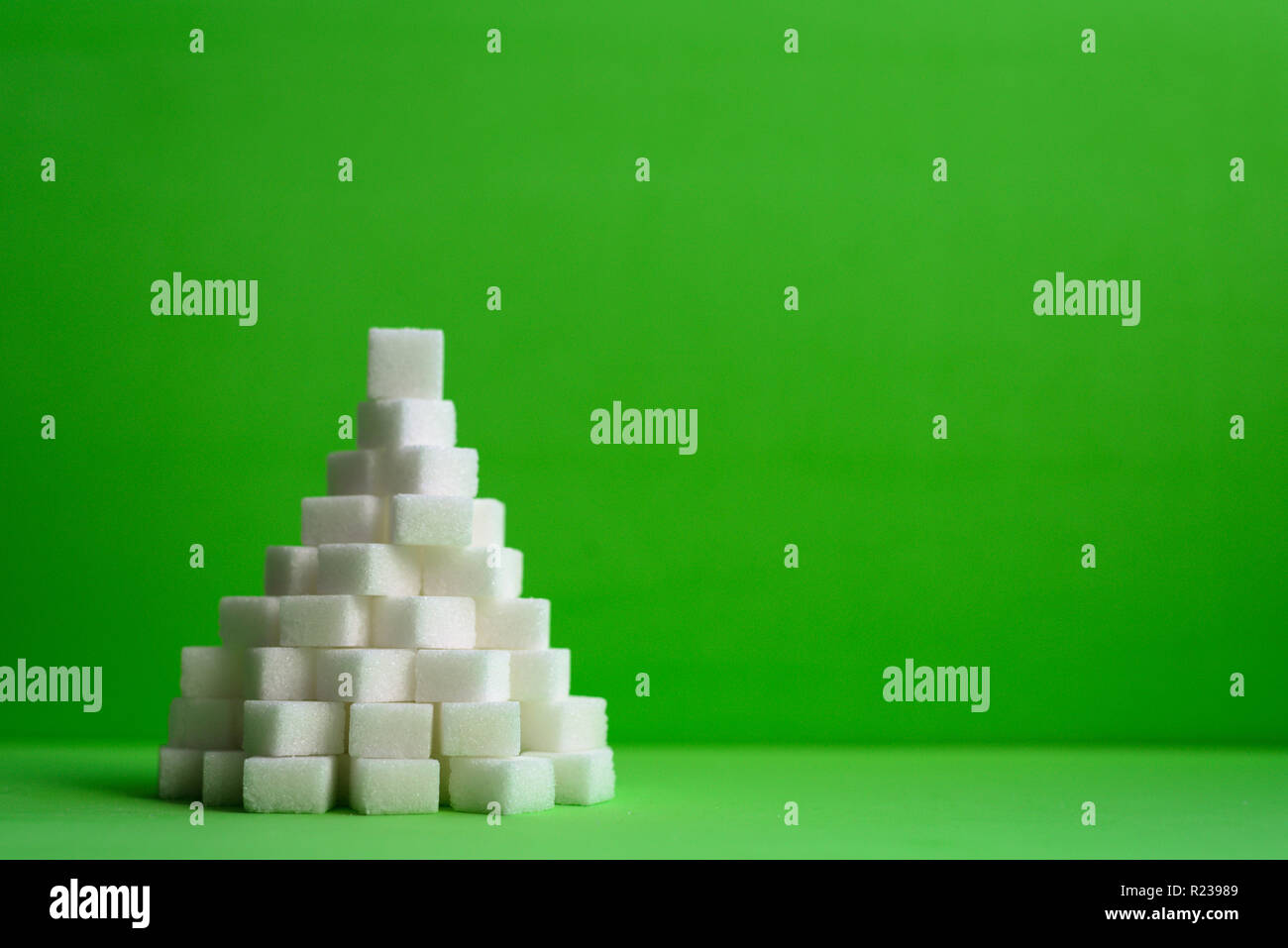 Christmas tree made from sugar cubes. Dieting concept Stock Photo
