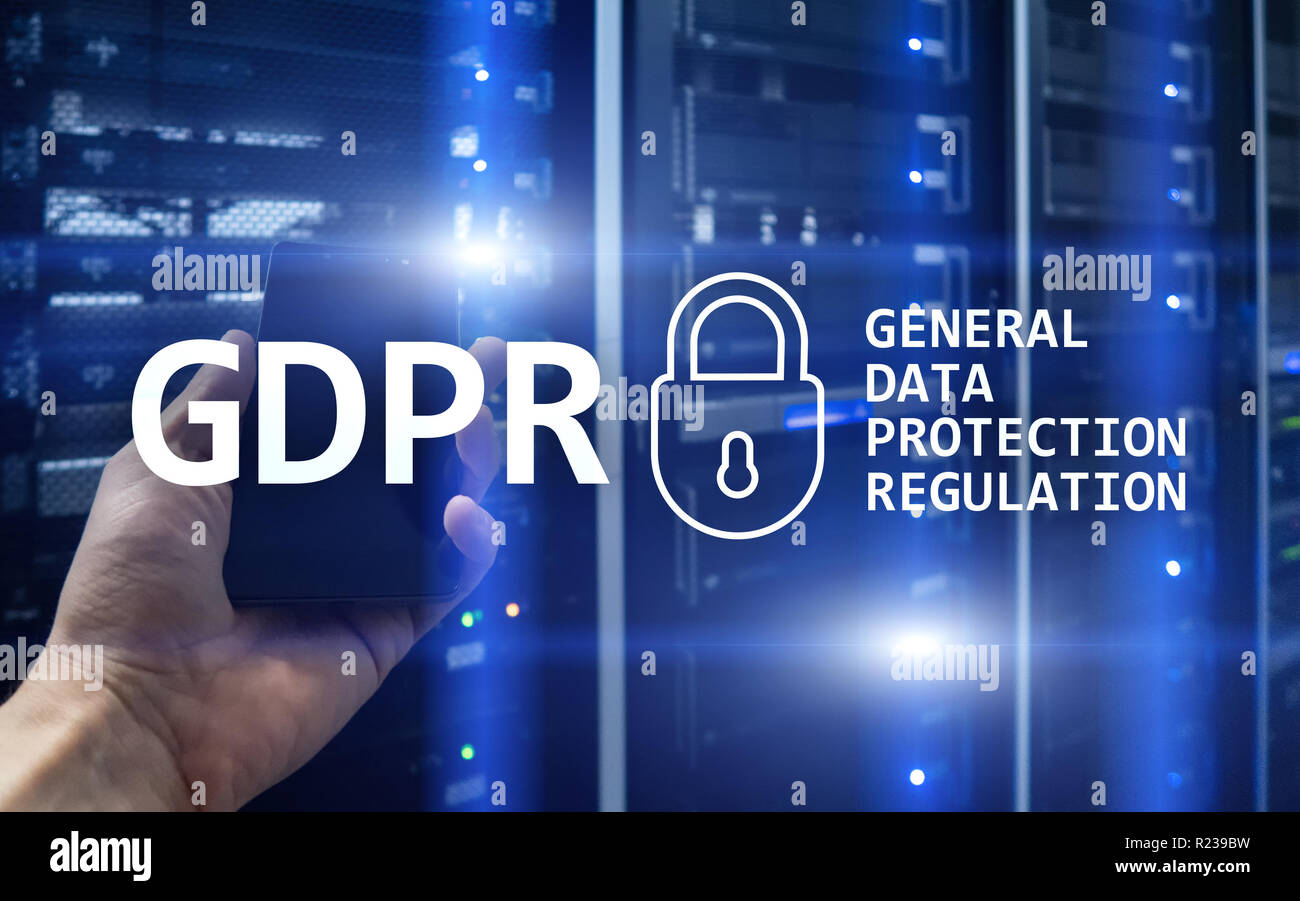 GDPR, General data protection regulation compliance. Server room ...