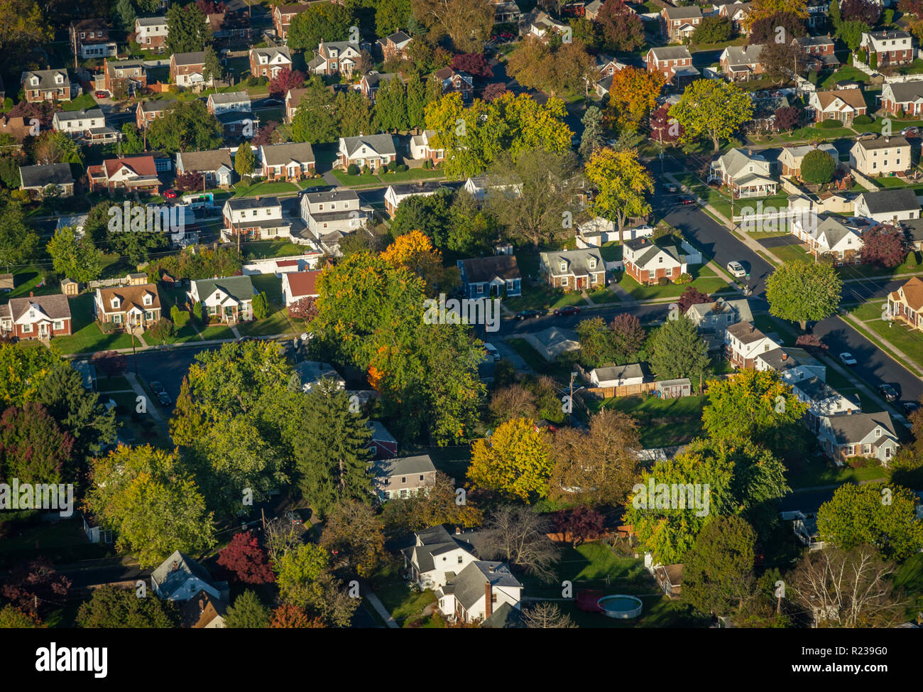 Aerial View Of Houses In Pennsylvania, USA Town Stock Photo Alamy