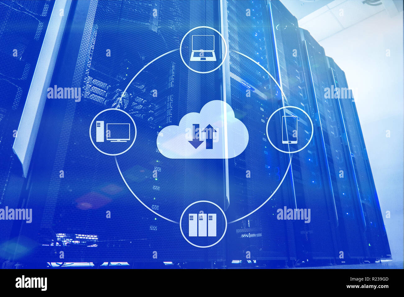 CLoud server and computing, data storage and processing. Internet and ...