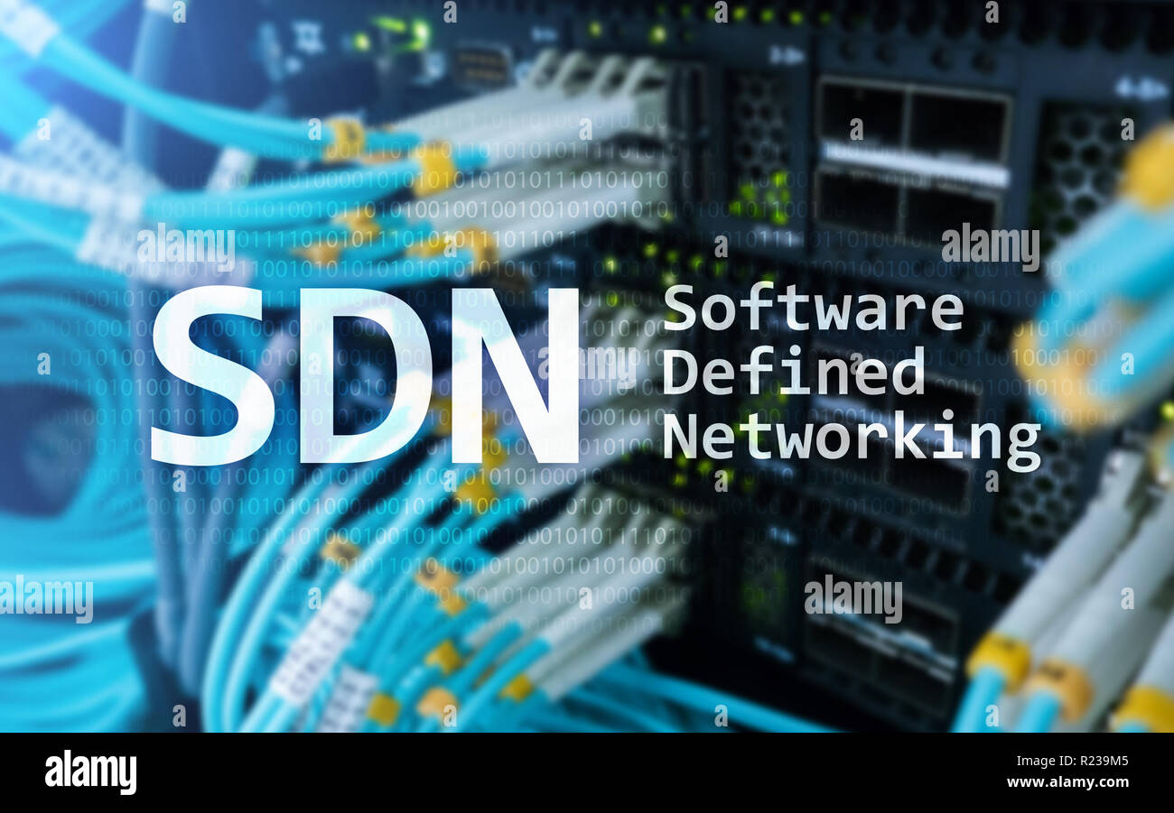 SDN, Software defined networking concept on modern server room ...