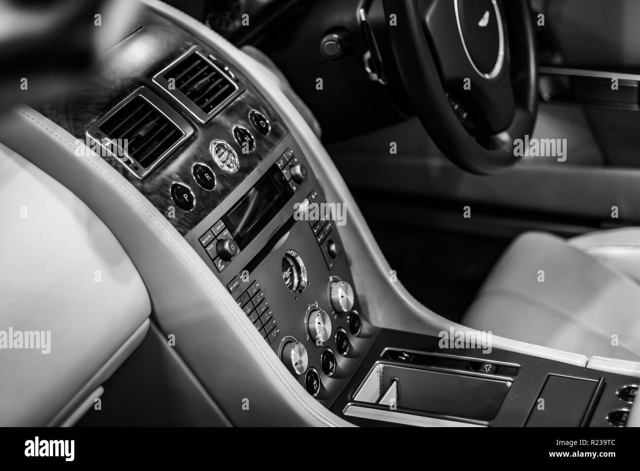 Interior Dashboard Of A Luxury Aston Martin Db9 Car Stock