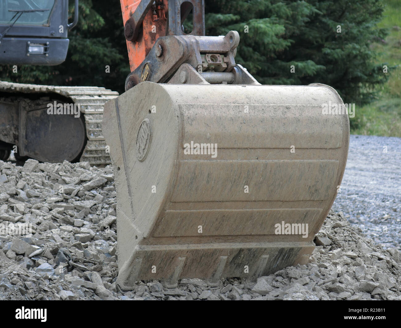 Mechanical Digger Bucket in a Stone Quarry, UK Stock Photo Alamy