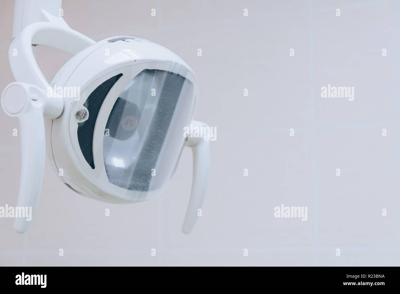 Dental light close up in dentist office. Dental clinic equipment