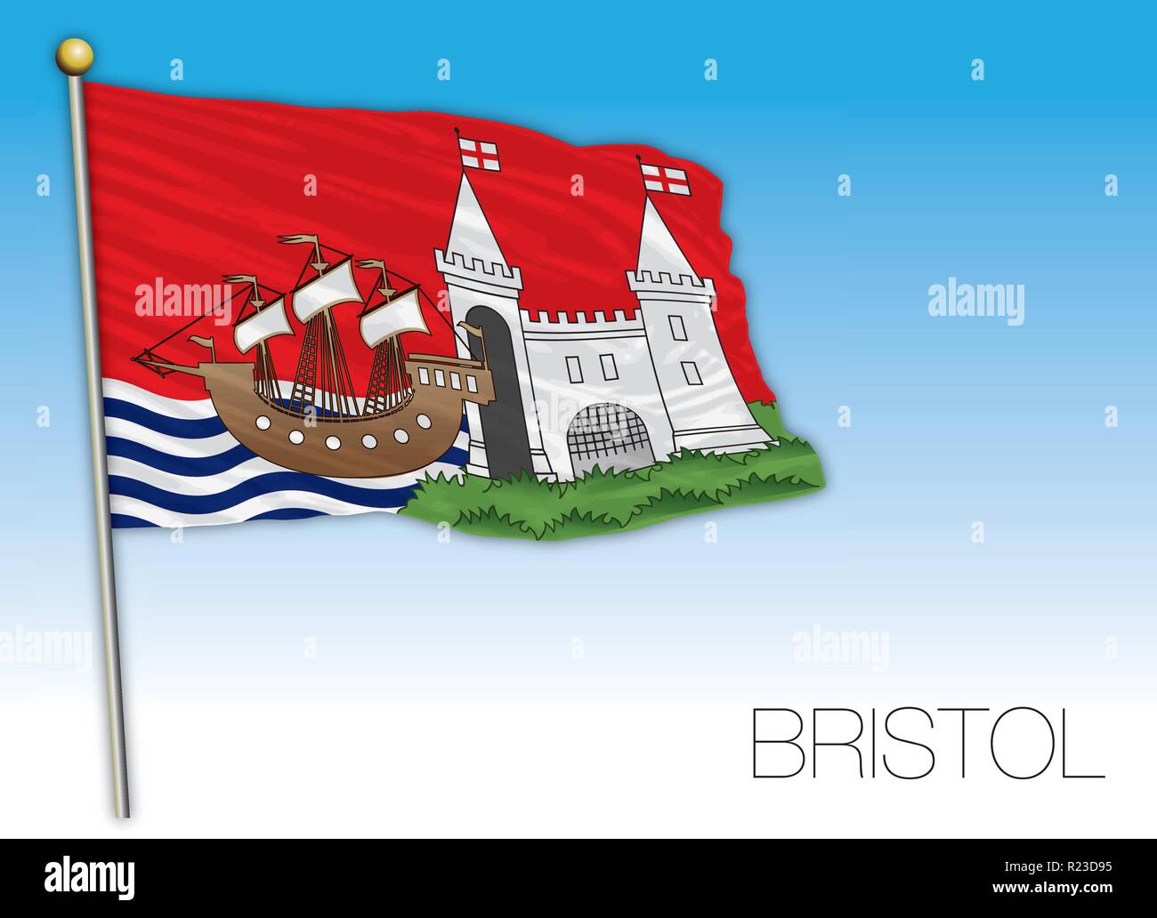 Bristol county flag, United Kingdom, vector illustration Stock Vector
