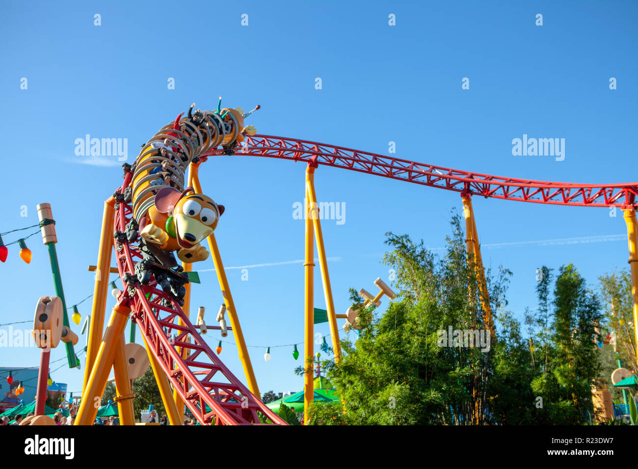 Slinky Dog Dash rollercoaster, Toy Story Land at Disney's Hollywood Studios Theme Park, Orlando, Florida Stock Photo