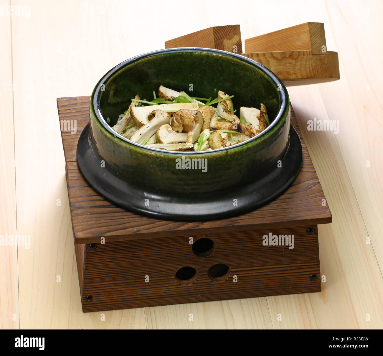 matsutake gohan, rice cooked with matsutake mushroom, japanese food ...