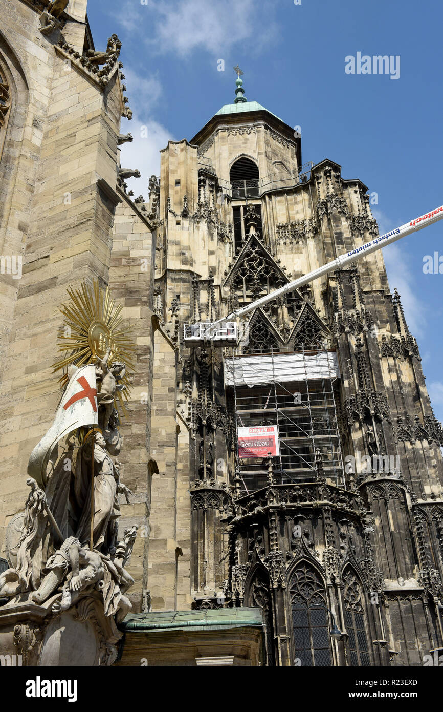 Maintenance inspection on The Stephansdom or St. Stephen's Cathedral, Vienna, Austria, Europe Stock Photo
