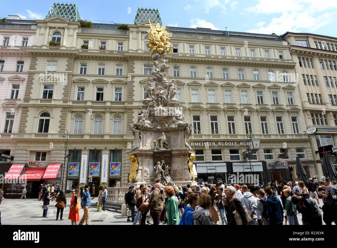 The Pestsaule or Plague Column Graben Street Vienna, Austria Stock Photo