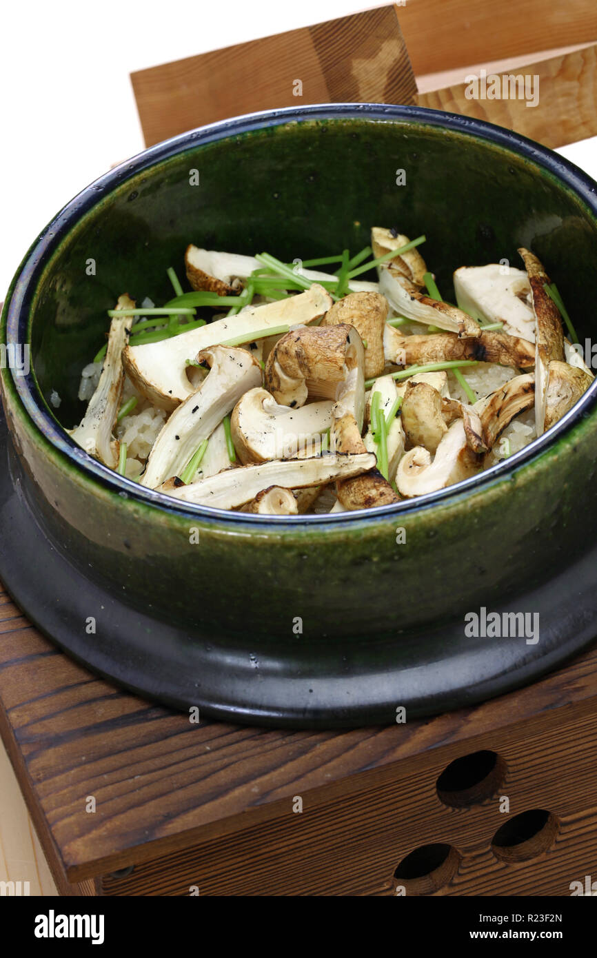 matsutake gohan, rice cooked with matsutake mushroom, japanese food