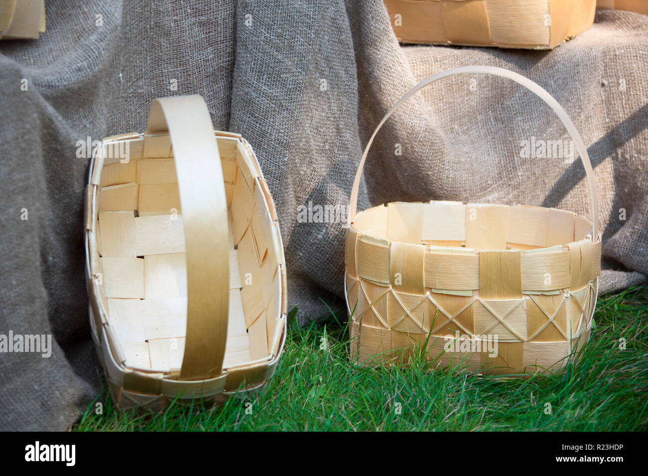 Bark baskets. Folk art. Birch products Stock Photo Alamy