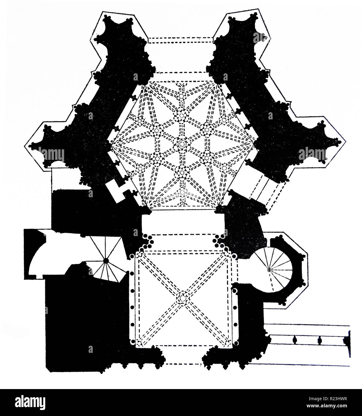 Bristol Cathedral floor plan. The Cathedral Church of the Holy and Undivided Trinity, is a Church of England cathedral in the city of Bristol, England. Founded in 1140, it became the seat of the bishop and cathedral of the new Diocese of Bristol. Dated 16th Century Stock Photo