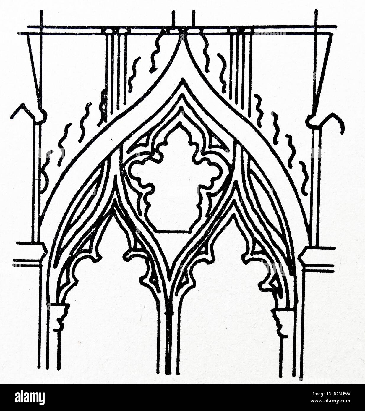 Sketch of the Lady Chapel of Ely Cathedral. Ely Cathedral is the principal church of the Diocese of Ely, in Cambridgeshire, England, and is the seat of the Bishop of Ely and a suffrage bishop, the Bishop of Huntingdon. Dated 10th Century Stock Photo