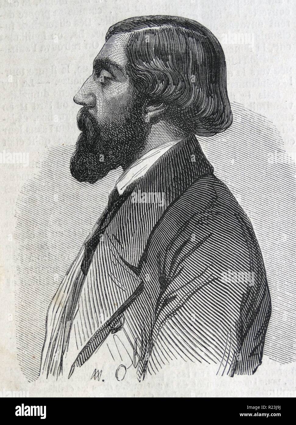 Illustration of Charles-Emile Reynaud (1844-1918) a French inventor, responsible for the first projected animated cartoons. 1877 Stock Photo