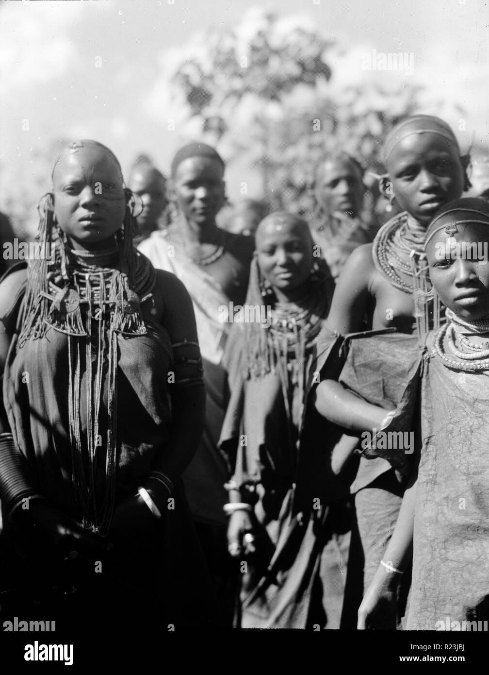 Tanganyika (Tanzania). Arusha. Masai girls and women at the wedding 1936 Stock Photo