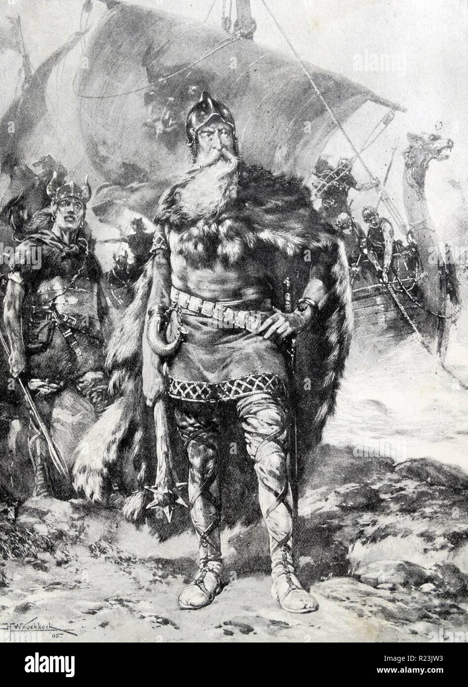 A Great Viking. From the picture by H. W. Koekkoek. Stock Photo