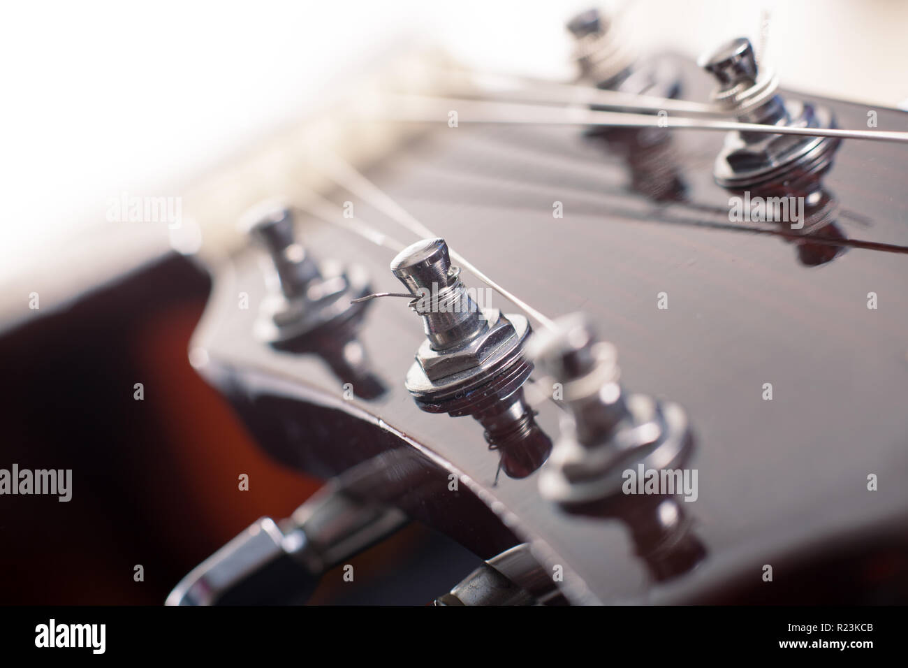 Guitar machine heads closeup Stock Photo