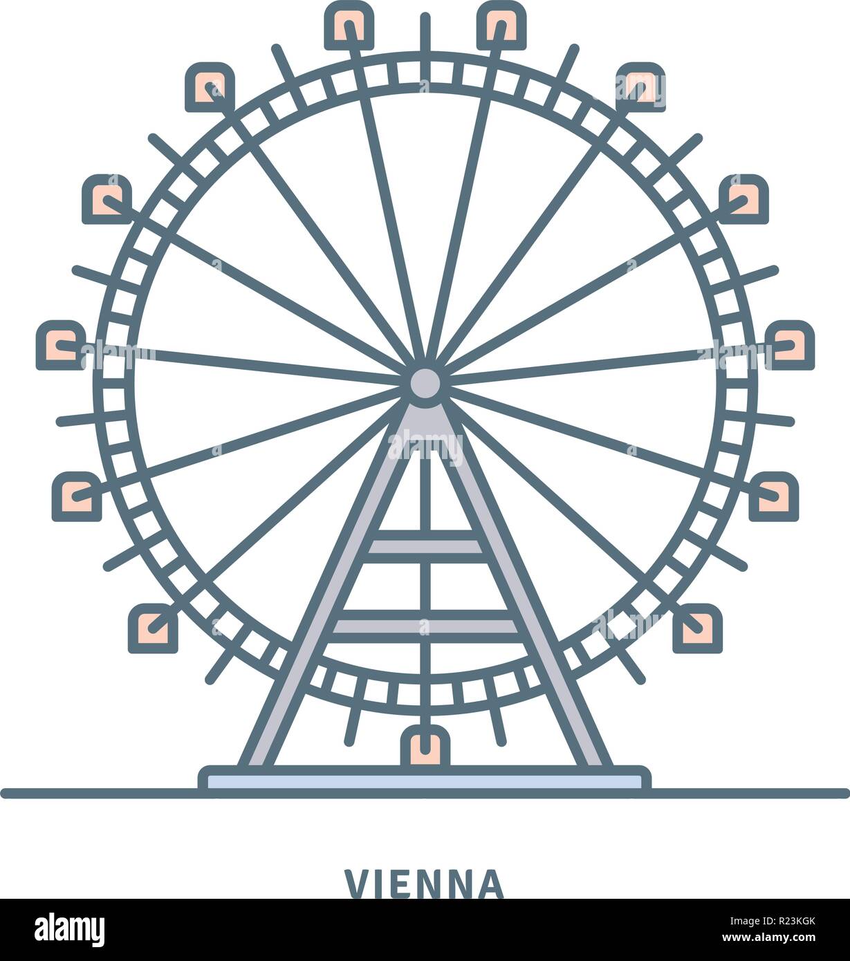 Vienna line icon. Prater ferris wheel vector illustration Stock Vector  Image & Art - Alamy