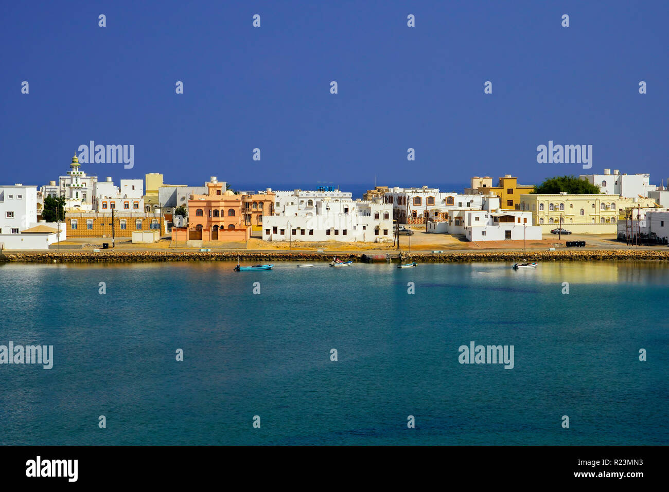 View picturesque of Al Ayjah town in the bay of Sur, Oman Stock Photo