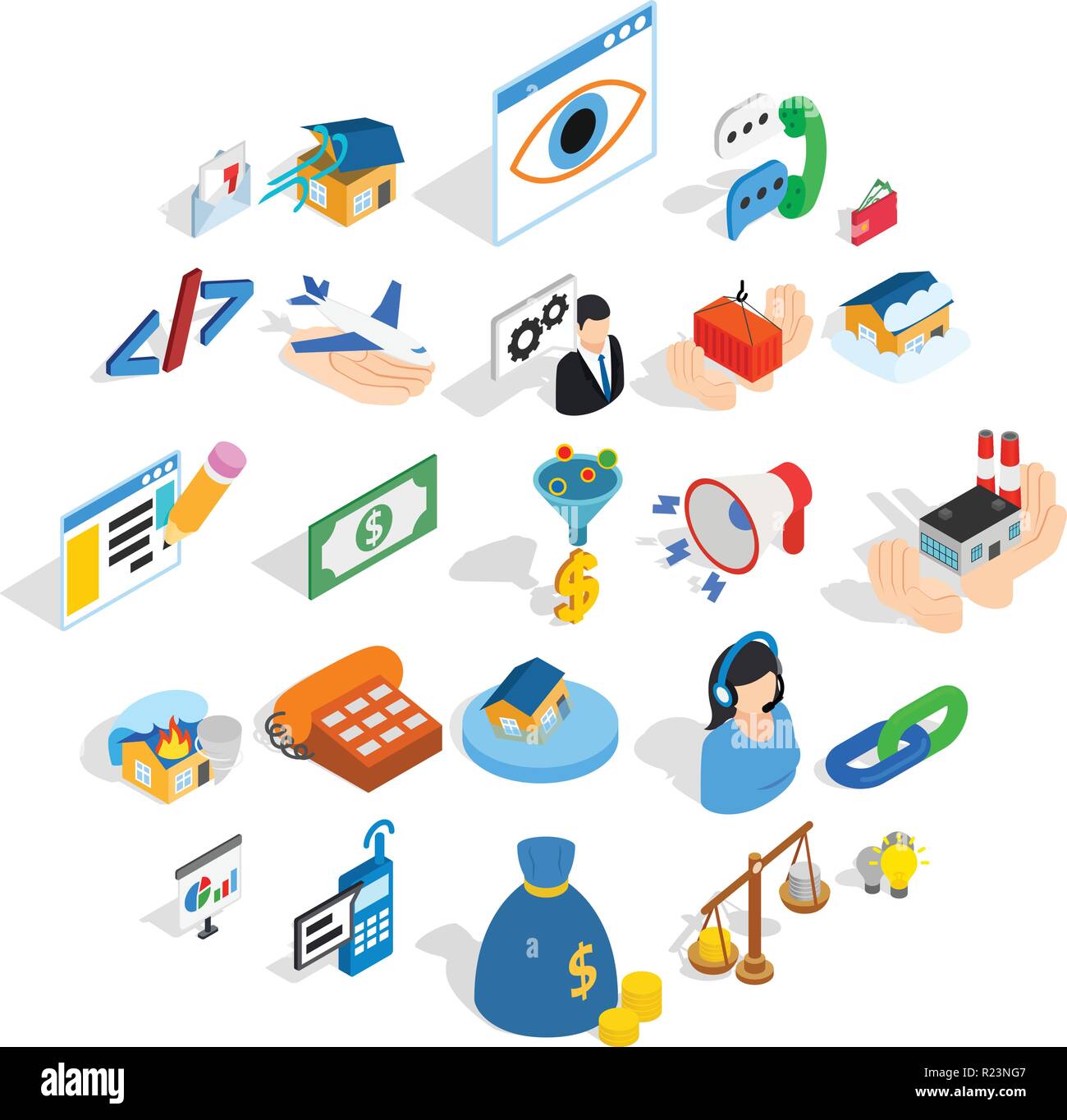 Calling icons set, isometric style Stock Vector