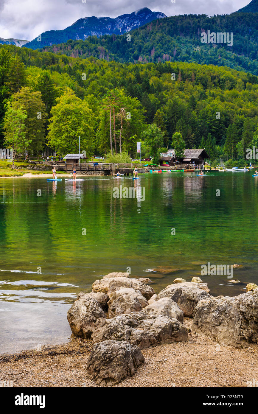 Lake Bohinj. Bohinj. Triglav National Park. Upper Carniola region. Slovenia, Europe. Stock Photo