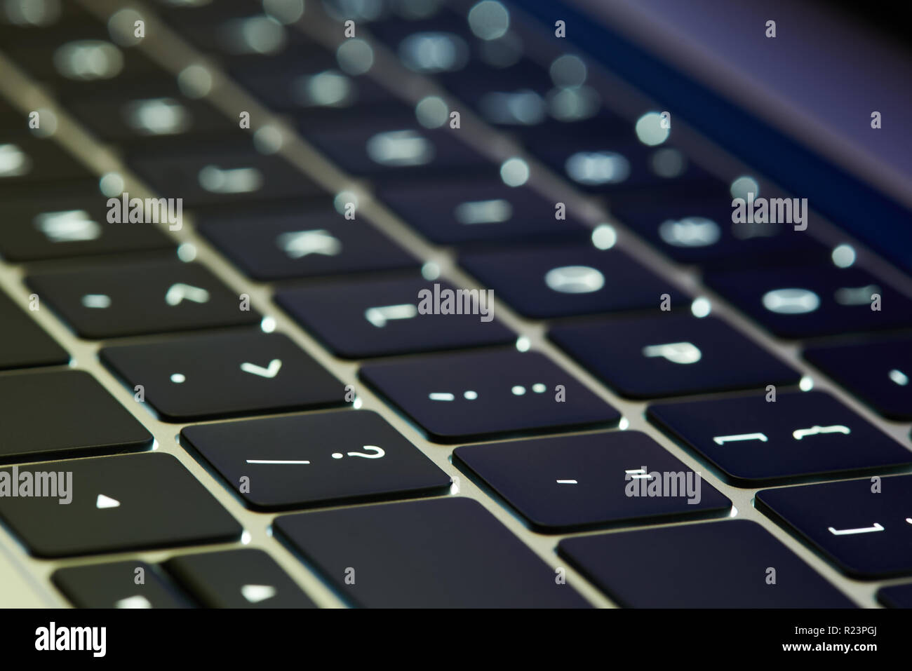 Macro of computer keyboard with blurred background Stock Photo