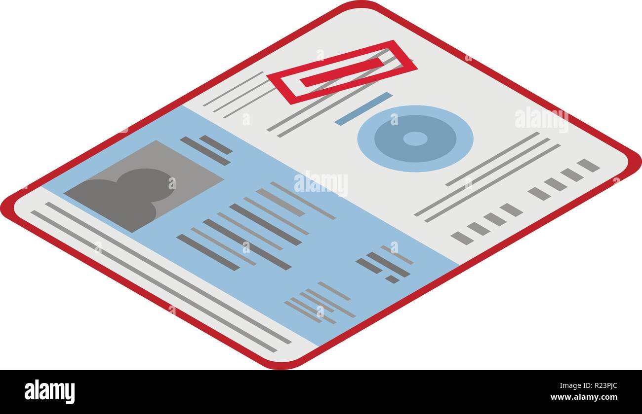 Migrant passport icon, isometric style Stock Vector