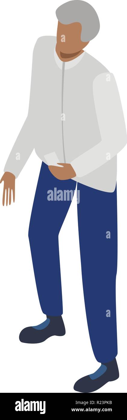 Old migrant man icon, isometric style Stock Vector