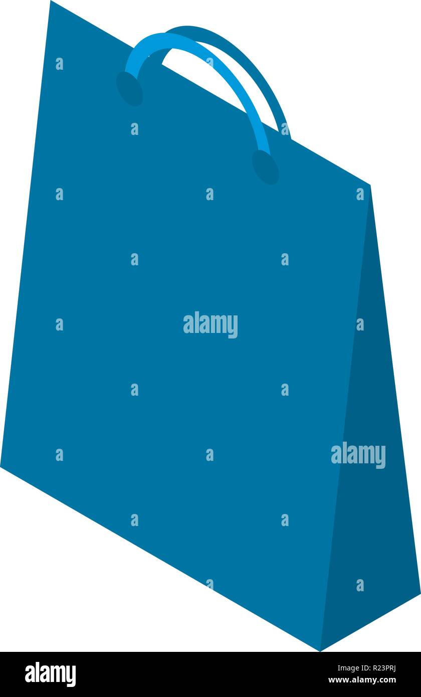 Blue paper bag icon, isometric style Stock Vector