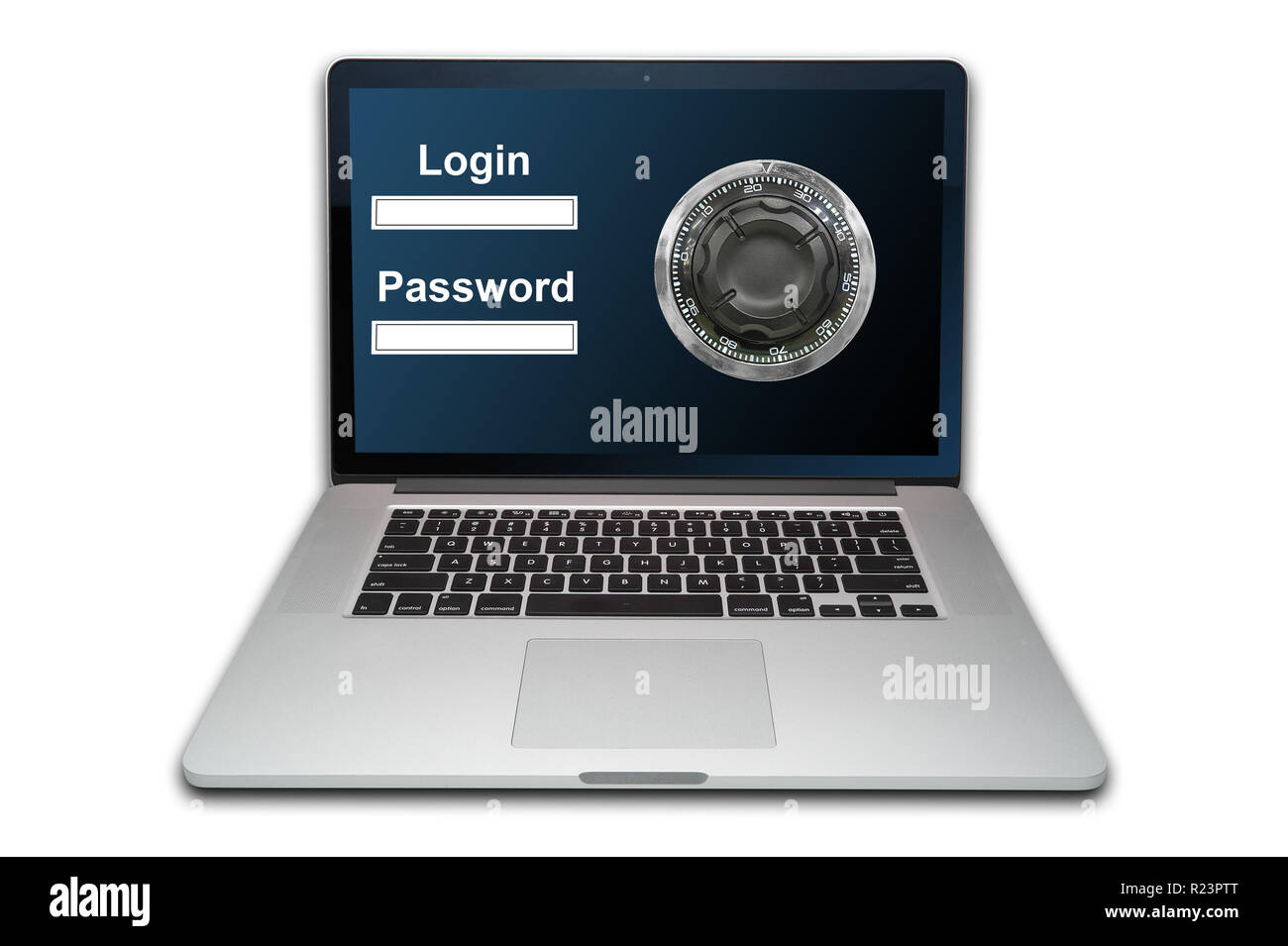 Laptop internet security concept, isolated Stock Photo