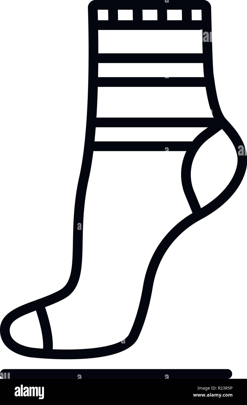 Textile sock icon, outline style Stock Vector