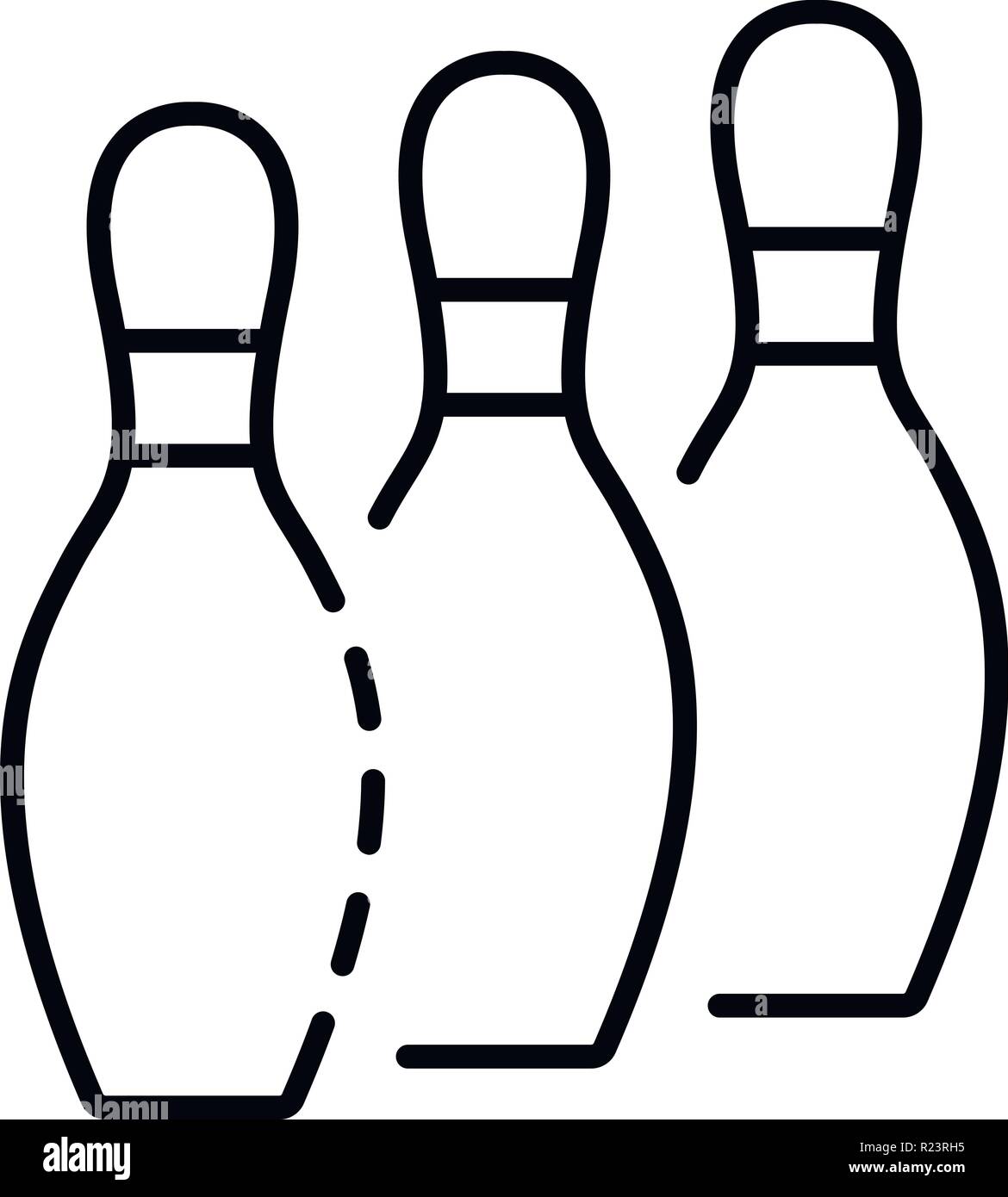 Bowling pins stand icon, outline style Stock Vector