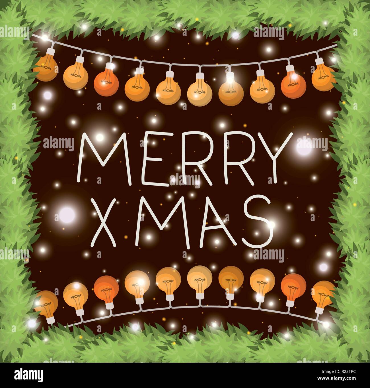 frame with garlands and christmas lights Stock Vector Image & Art - Alamy