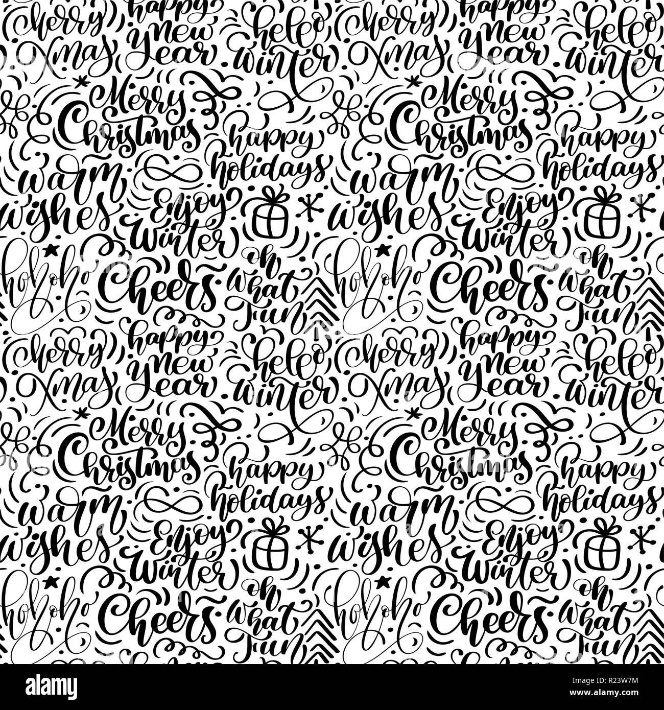 Seamless pattern for Christmas on a white background with flourish ...