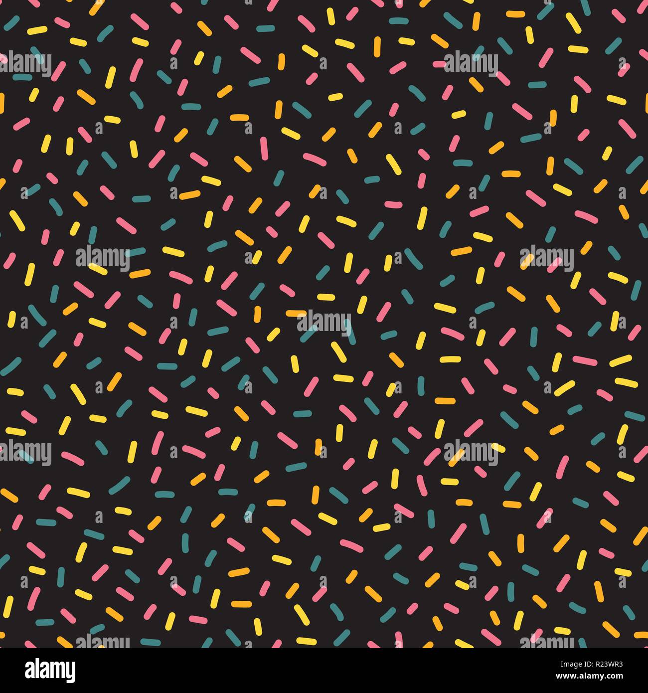 Decorative party sprinkles seamless repeat vector pattern. Blue, yellow ...