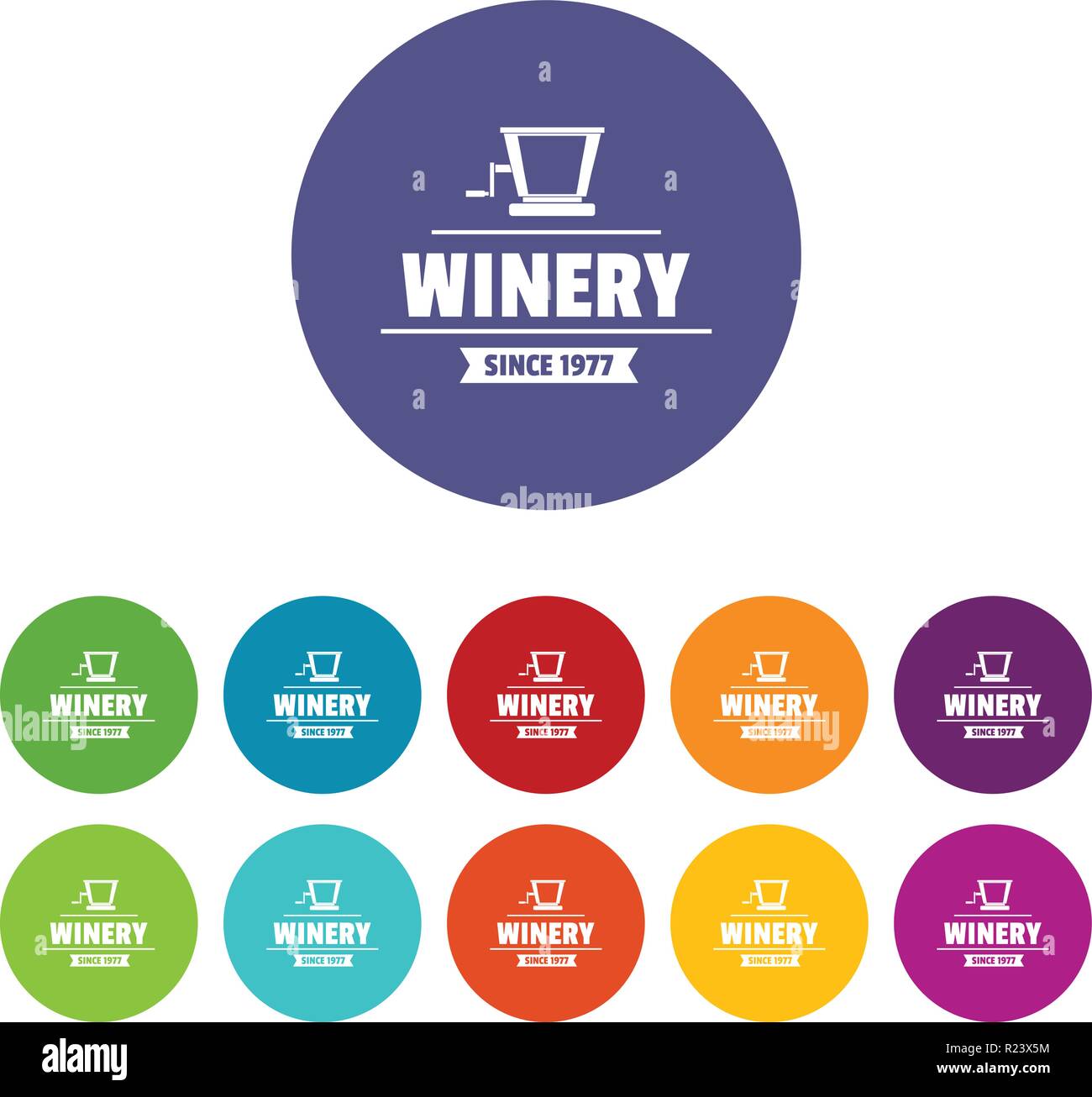 Factory old winery icons set vector color Stock Vector