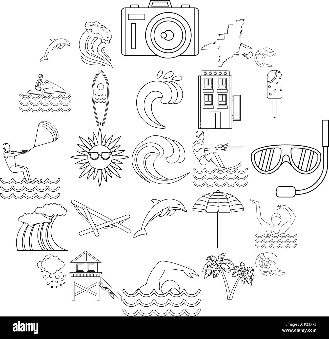 Insular icons set, outline style Stock Vector Image & Art - Alamy