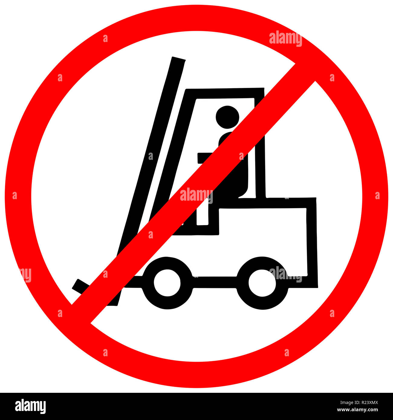 forklift not allowed prohibition red circle road sign Stock Photo Alamy