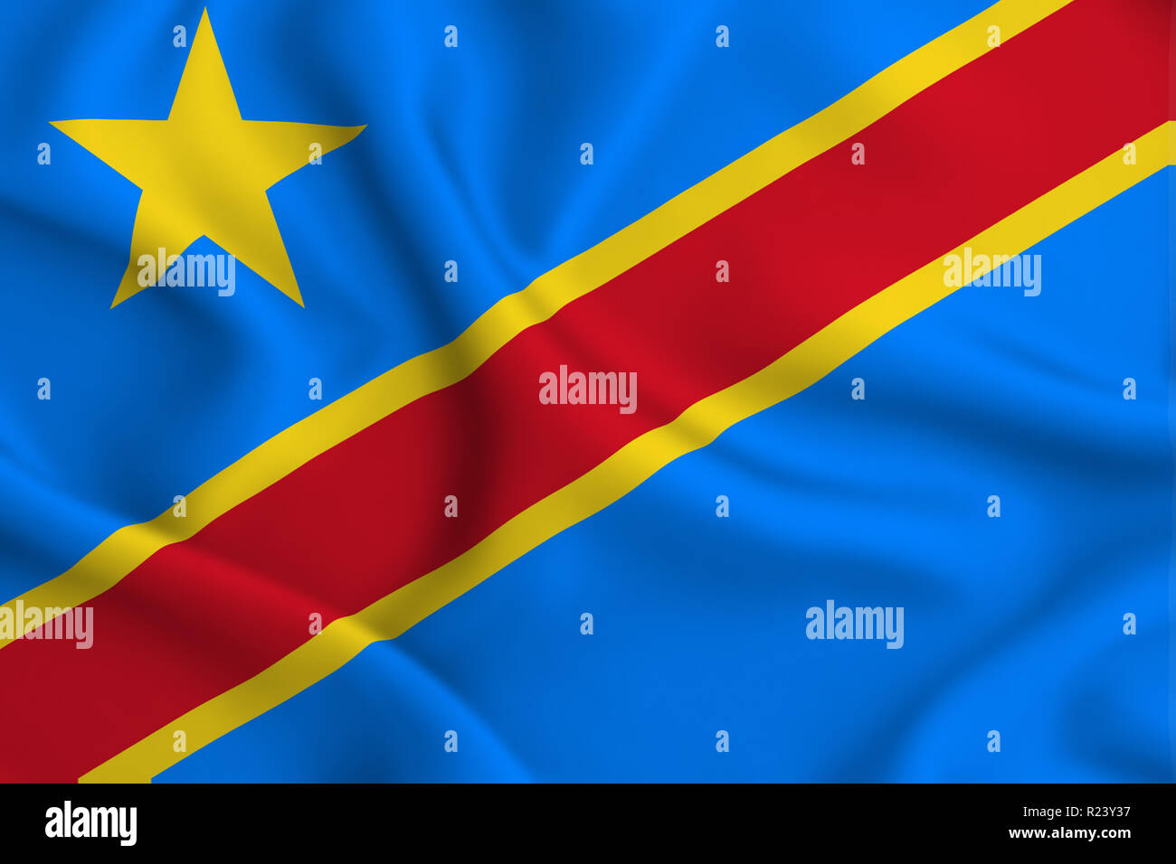 Democratic Republic Of Congo 3D waving flag illustration. Texture can ...